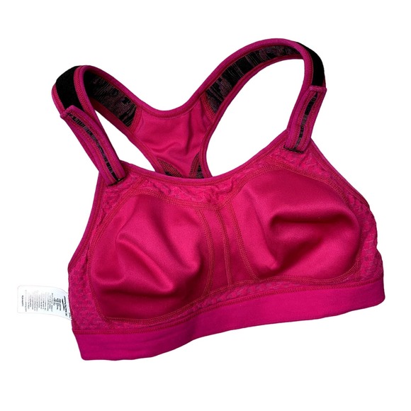 BROOKS Running Rebound Racer Sports Bra Size 34B Pink Black Adjustable Straps - Picture 8 of 11